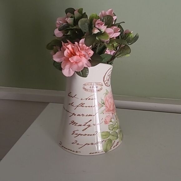 Teleflora Ceramic Pitcher with Pink Roses - Picture 4 of 6